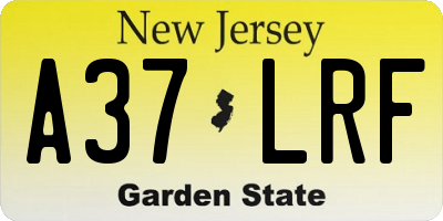 NJ license plate A37LRF