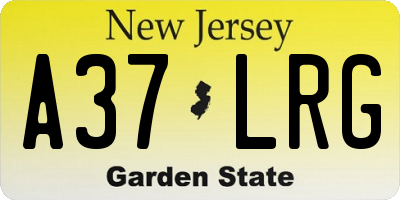 NJ license plate A37LRG