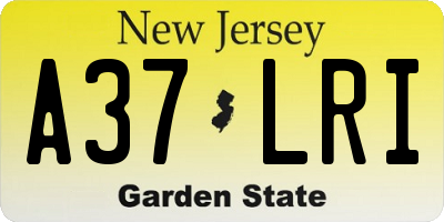 NJ license plate A37LRI