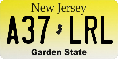 NJ license plate A37LRL