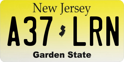 NJ license plate A37LRN