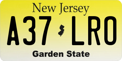 NJ license plate A37LRO