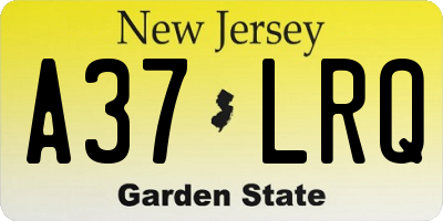 NJ license plate A37LRQ