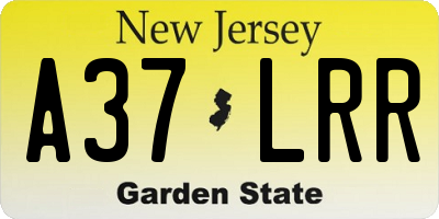 NJ license plate A37LRR