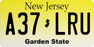 NJ license plate A37LRU