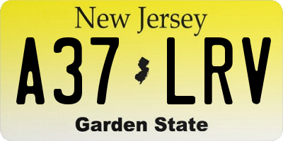 NJ license plate A37LRV
