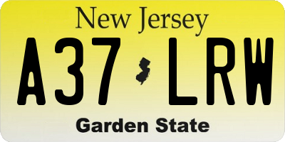NJ license plate A37LRW