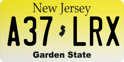 NJ license plate A37LRX