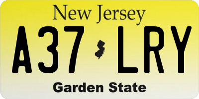 NJ license plate A37LRY