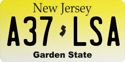 NJ license plate A37LSA