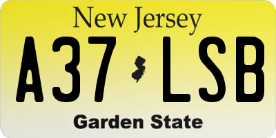 NJ license plate A37LSB