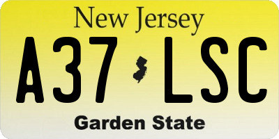 NJ license plate A37LSC