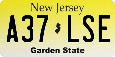 NJ license plate A37LSE