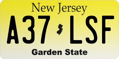 NJ license plate A37LSF