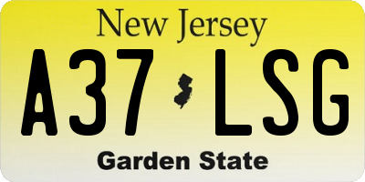 NJ license plate A37LSG