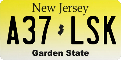 NJ license plate A37LSK