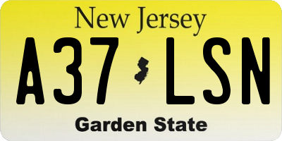 NJ license plate A37LSN