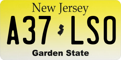 NJ license plate A37LSO