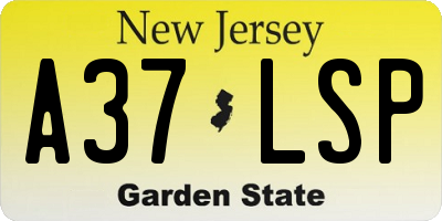 NJ license plate A37LSP