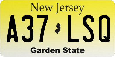 NJ license plate A37LSQ