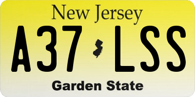 NJ license plate A37LSS