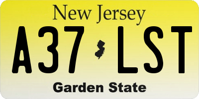 NJ license plate A37LST