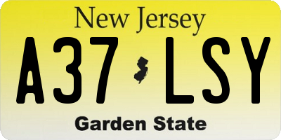 NJ license plate A37LSY