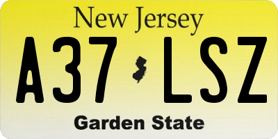 NJ license plate A37LSZ