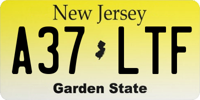 NJ license plate A37LTF