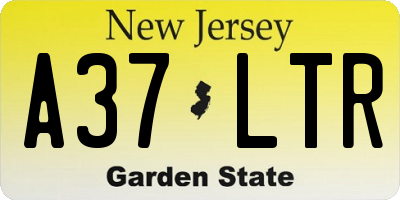 NJ license plate A37LTR