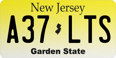 NJ license plate A37LTS