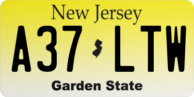 NJ license plate A37LTW