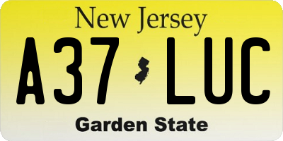 NJ license plate A37LUC