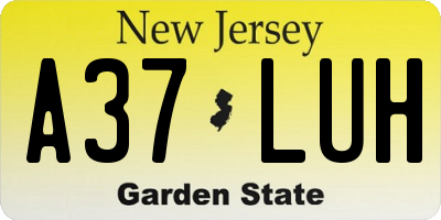 NJ license plate A37LUH