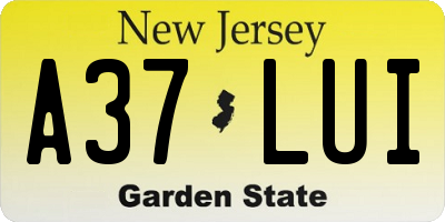 NJ license plate A37LUI