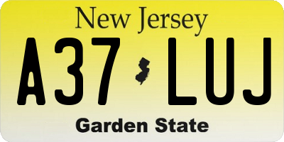 NJ license plate A37LUJ