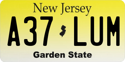 NJ license plate A37LUM