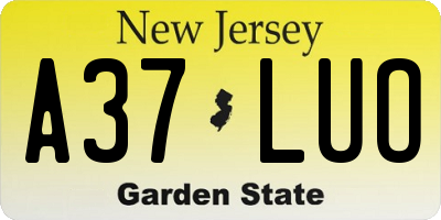 NJ license plate A37LUO