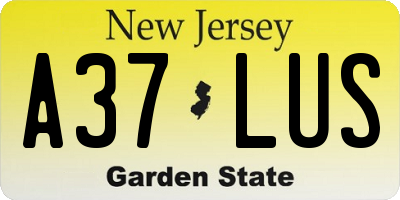 NJ license plate A37LUS
