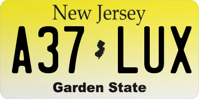 NJ license plate A37LUX