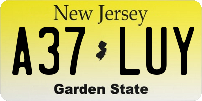 NJ license plate A37LUY