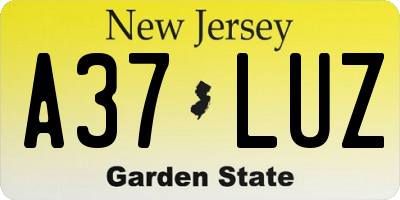 NJ license plate A37LUZ