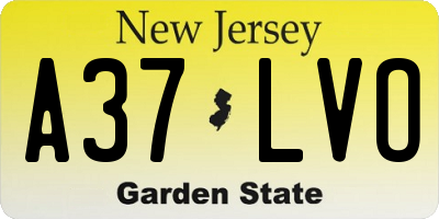 NJ license plate A37LVO
