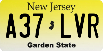 NJ license plate A37LVR