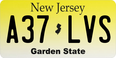 NJ license plate A37LVS