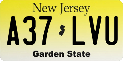 NJ license plate A37LVU