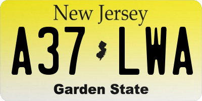 NJ license plate A37LWA