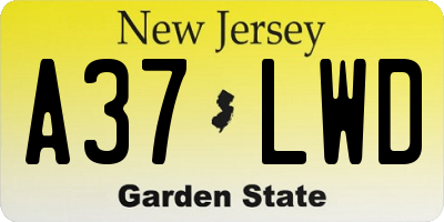 NJ license plate A37LWD