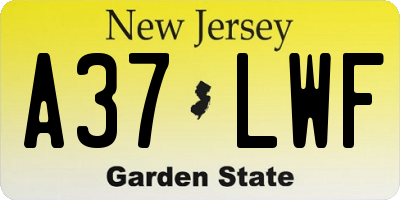 NJ license plate A37LWF