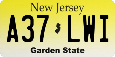 NJ license plate A37LWI